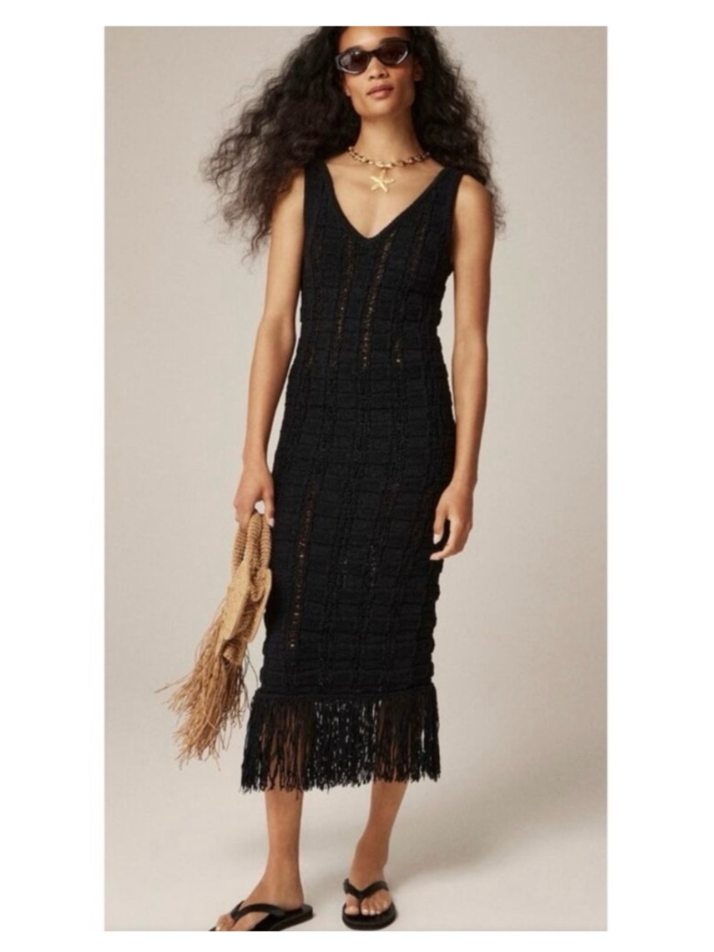 J. Crew fringe trim sweater dress NWT